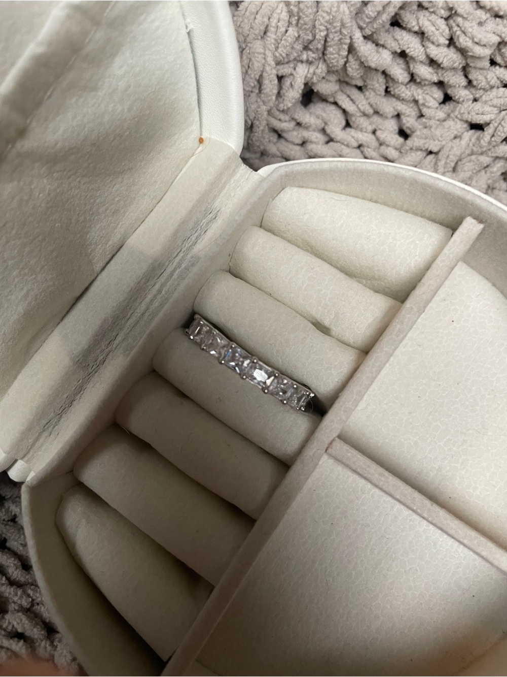 Princess-Cut Sterling Silver Cubic Zirconia Eternity Stackable Band